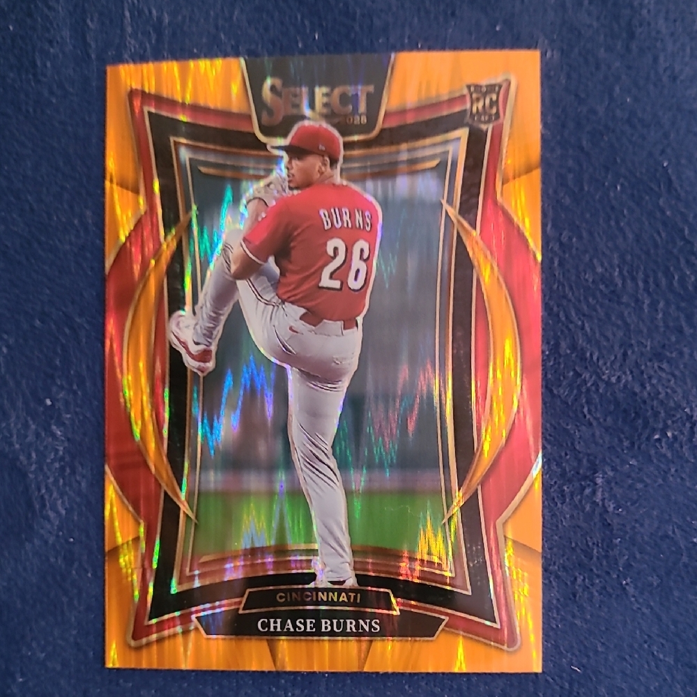 Panini Select 2025 Baseball Card -  Chase Burns RC Orange Flash Parallel